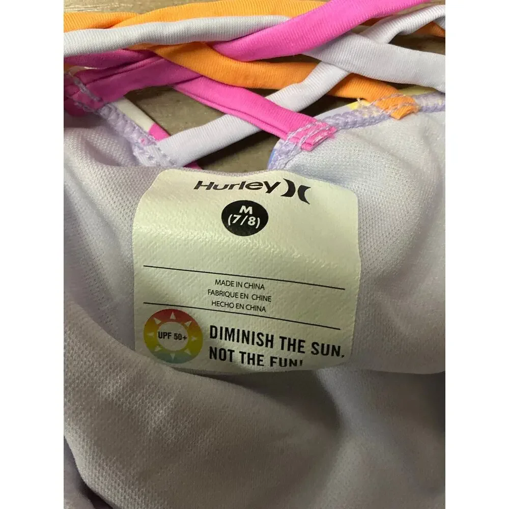 Hurley Girls 2-Piece Braided Ruffle Tankini Swimsuit Size M (7/8)